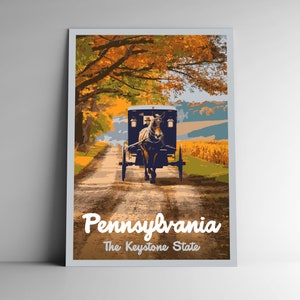 Pennsylvania: The Keystone State Poster da viaggio in stile vintage/Cartolina/Adesivo/Magnete Stile WPA retrò I nostri Cinquanta Stati Stampa Wall Art