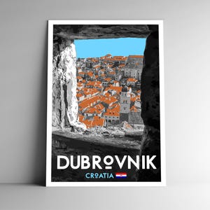 Dubrovnik Croácia WPA-Style Vintage-Style Travel Poster 8x10 - 12x18 - 18x24 - 24x36 / 4x6 Cartão Postal Retro Art Print Wall Art
