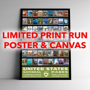 All 63 US National Parks WPA-Style Vintage-Style Travel Poster - 24x36 Poster / 18x27 Canvas - Limited Print Run Retro USA Art Print