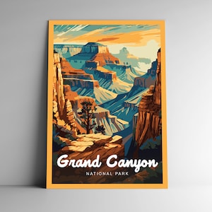 Grand Canyon Nationalpark Vintage-Stil Reise Poster / Postkarte / Aufkleber / Magnet Designer Serie Arizona USA Kunstdruck Wandkunst
