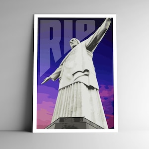Pôster de viagem estilo vintage do Rio de Janeiro WPA - 8x10 - 12x18 - 18x24 - 24x36 / 4x6 Cartão postal Brasil Cristo Redentor Impressão artística