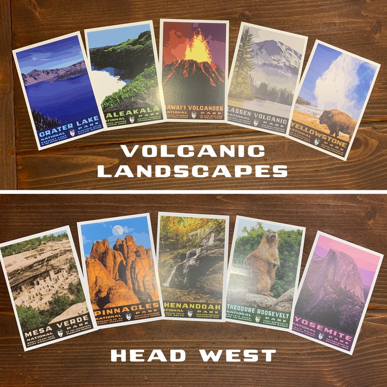 Sets of Wpa-style Vintage Style USA National Park Postcards | Etsy