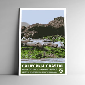 California Coastal National Monument WPA Style Vintage-Stil Reise Poster - 8x10 - 12x18 - 18x24 - 24x36 / 4x6 Postkarte USA Retro Art Print