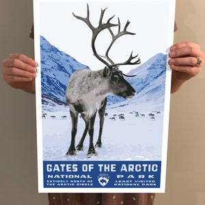 Gates of the Arctic National Park Vintage-Style Travel Poster / Postcard / Sticker / Magnet Retro WPA Style Alaska USA Art Print Wall Art 画像 7