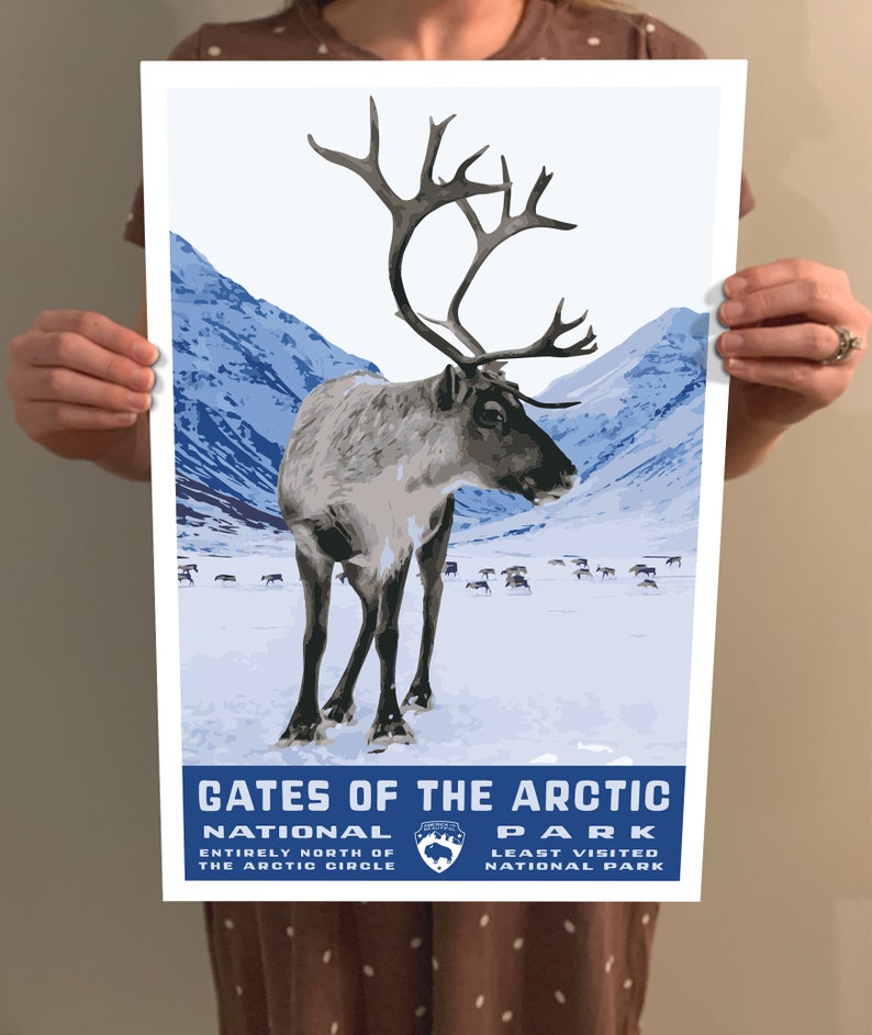 Gates of the Arctic National Park Vintage-Style Travel Poster / Postcard / Sticker / Magnet Retro WPA Style Alaska USA Art Print Wall Art 画像 7