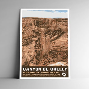 Monumento Nacional Canyon de Chelly Pôster de viagem estilo WPA estilo vintage - 8x10 - 12x18 - 18x24 - 24x36 / 4x6 Cartão postal Arizona EUA Impressão artística