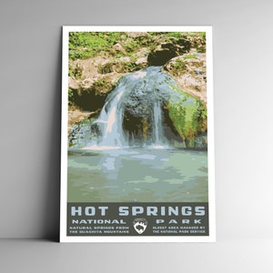 Hot Springs National Park Vintage-Stil Reise Poster / Postkarte / Aufkleber / Magnet Retro WPA Style Arkansas USA Art Print Wall Art Decor