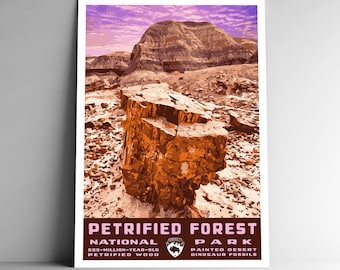 Petrified Forest National Park Poster, Retro WPA Travel Art Print