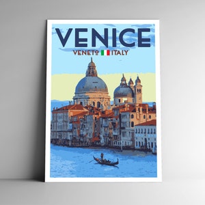 Venice Vintage-Style Travel Poster - 8x10 - 12x18 - 18x24 - 24x36 / 4x6 Postcard Italy The Floating City Italian Retro Art Print Veneto