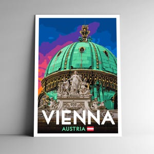 Affiche de voyage de style vintage Vienne, Autriche 4 x 6 - 8 x 10-12 x 18-18 x 24-24 x 36 / 4 x 6 Carte postale WPA Style Wall Art Print Art Karlskirche