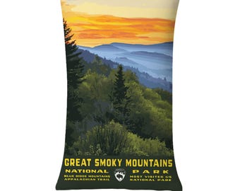 Poduszka dekoracyjna z motywem Parku Narodowego Smoky Mountains – ilustrowany akcent lędźwiowy