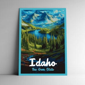 Idaho: The Gem State Reisepostkarte im Vintage-Stil / Sticker / Magnet Retro WPA Style Our Fifty State Print 50 US USA Wall Art