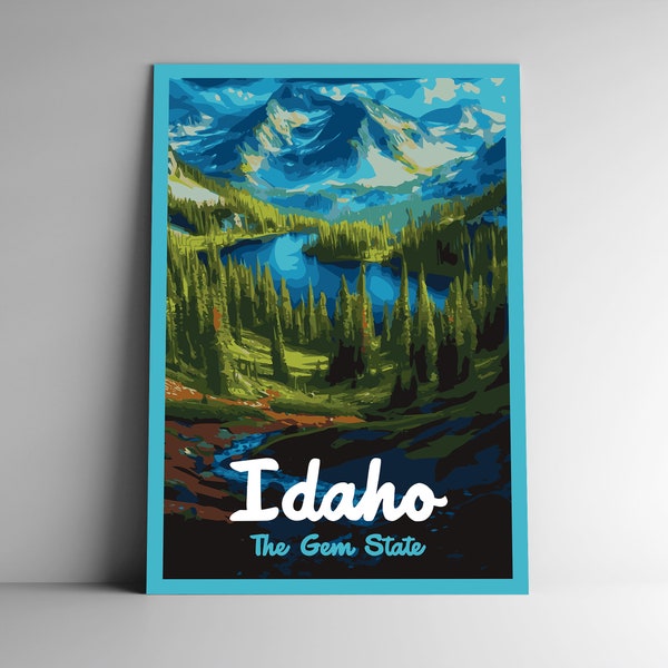 Idaho: The Gem State Vintage-Style Travel Poster / Postcard / Sticker / Magnet Retro WPA Style Our Fifty States Print 50 US USA Wall Art