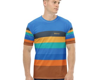Yellowstone National Park Color Palette Men's T-Shirt - Colorful Horizontal Stripe TShirt