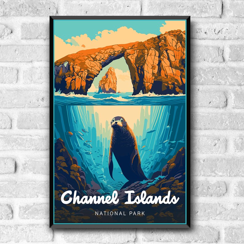 Konsttryck från Kanalöarnas nationalpark | Vintage reseaffisch bild 2