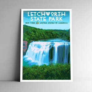 Poster di viaggio in stile vintage del Letchworth State Park - 8x10 - 12x18 - 18x24 - 24x36 / 4x6 Cartolina WPA Style New York State USA Stampa artistica