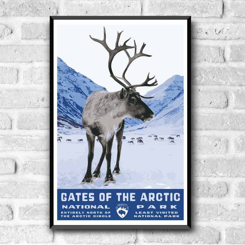 Gates of the Arctic National Park Vintage-Style Travel Poster / Postcard / Sticker / Magnet Retro WPA Style Alaska USA Art Print Wall Art 画像 2