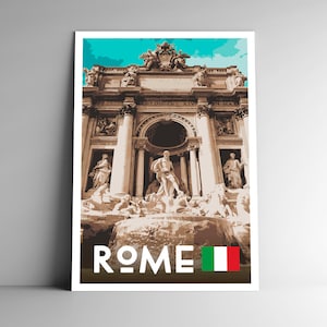 Rome Italie Style WPA, affiche de voyage de style vintage - 8 x 10 - 12 x 18-18 x 18 x 24-24 x 36 / 4 x 6 cartes postales fontaine de Trevi impression d'art rétro art mural