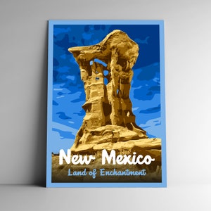 Nouveau-Mexique : affiche de voyage de style vintage Terre d'enchantement/carte postale/autocollant/aimant Style rétro WPA Nos cinquante États, impression 50 oeuvres d'art murales