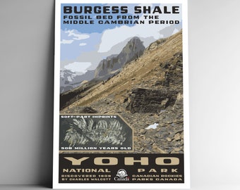Pôster turístico do Parque Nacional Yoho – Burgess Shale, Canadá (Impressão artística)