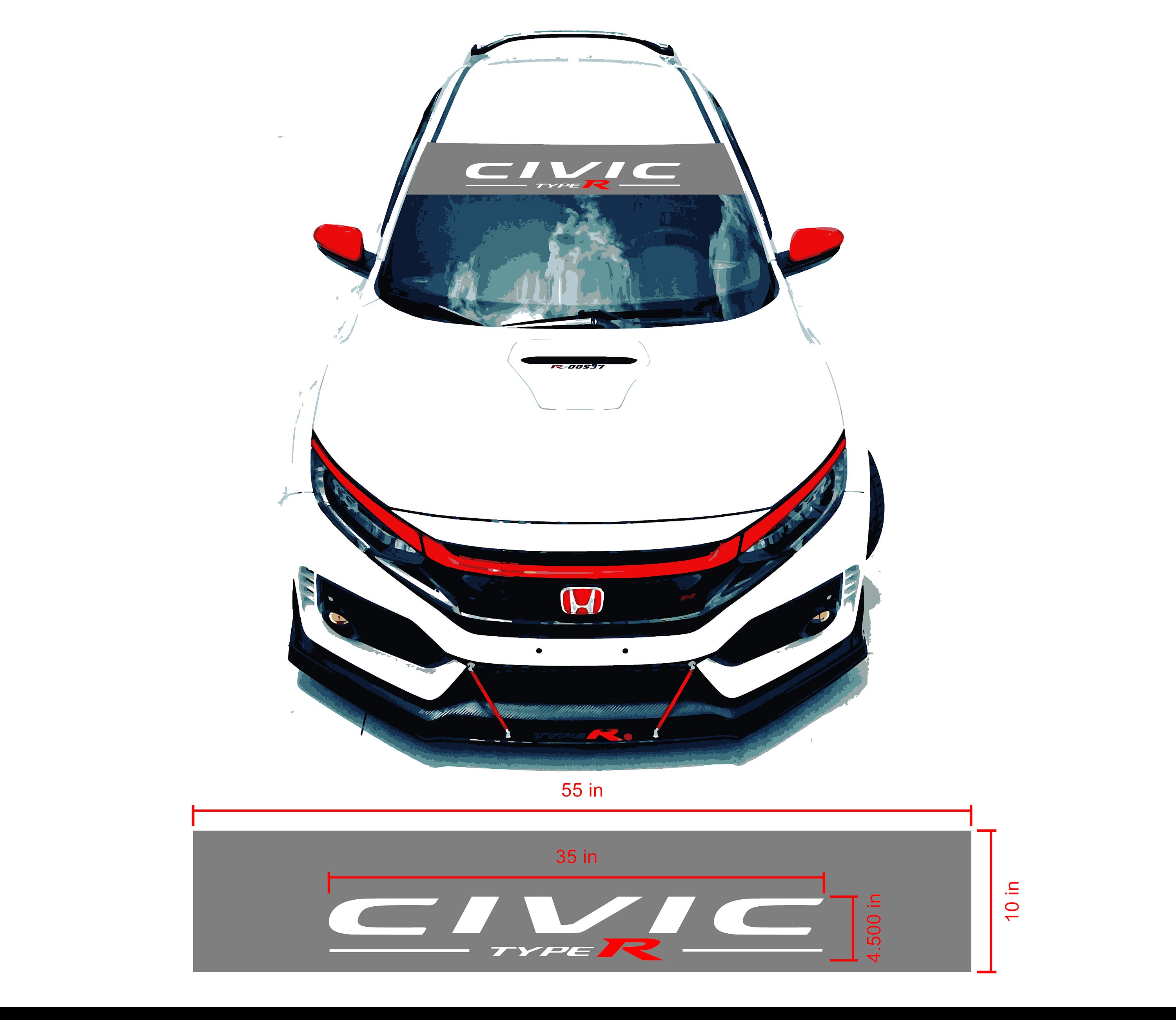 Personalized Honda Civic Type R Windshield Banner - Custom Car