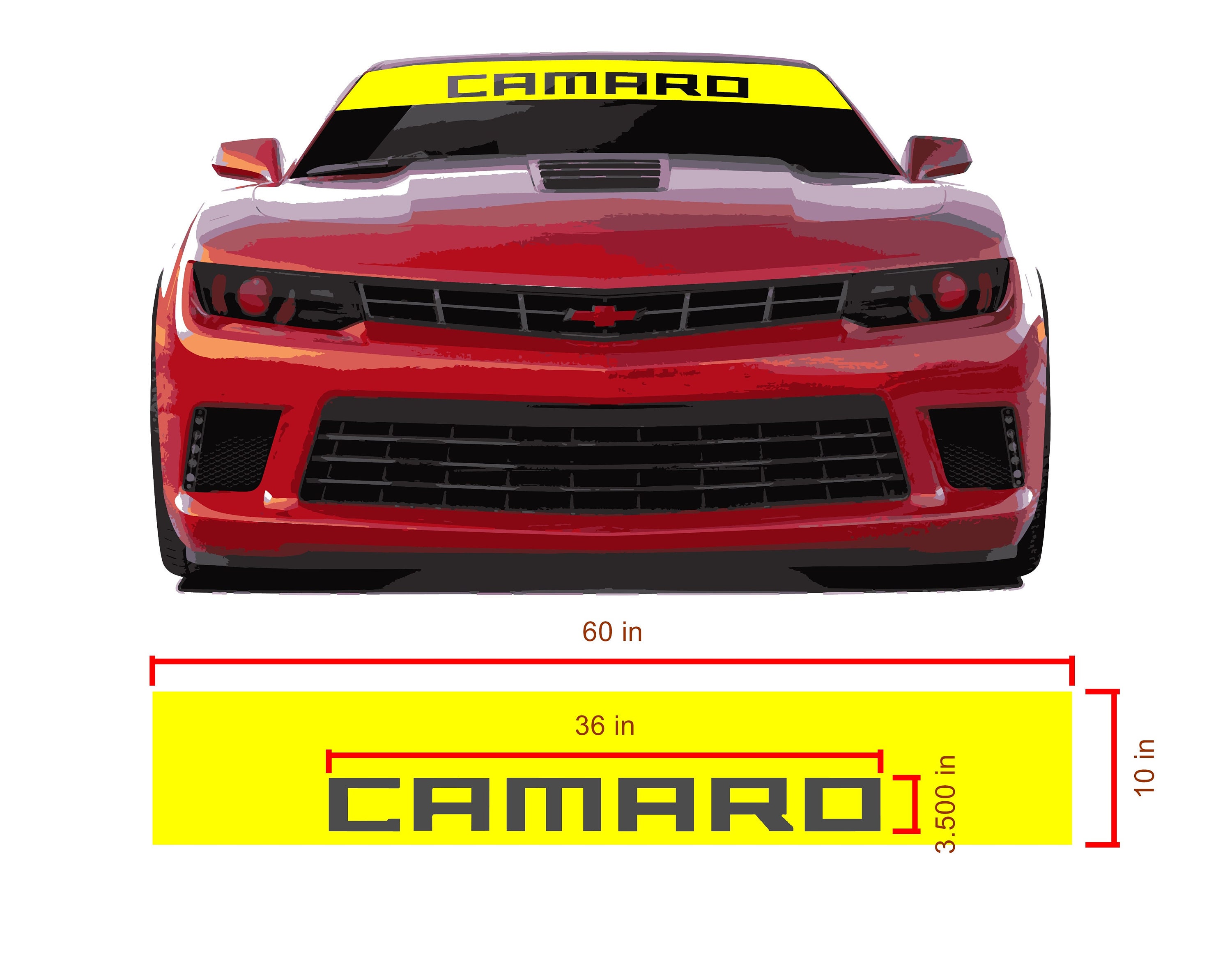Camaro Windshield Banner Decal Visor Strip Reverse Cut 60 X 10