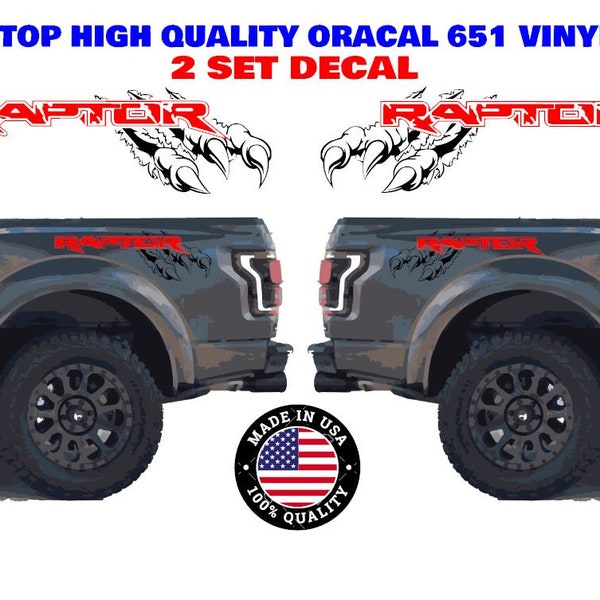 2x FORD RAPTOR Raptor Claw Bedside Decals