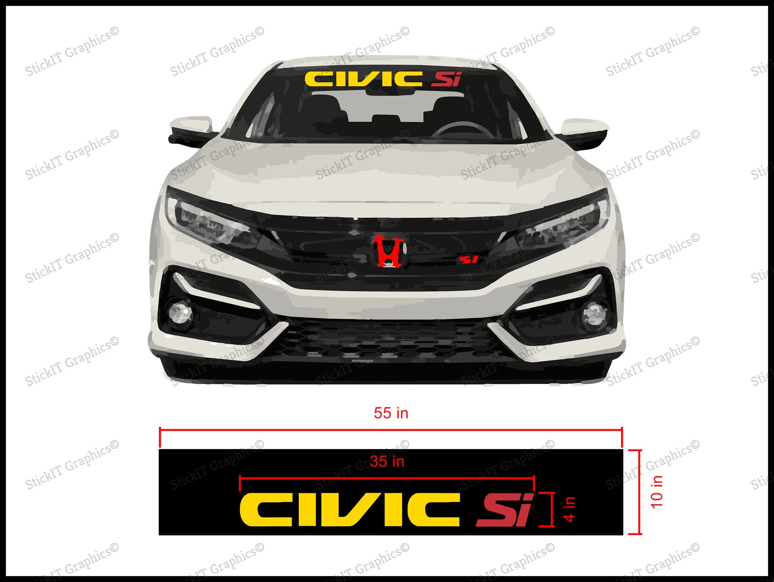 Honda Civic 2 layer cut windshield banner decal. 55 inch x 10 Etsy
