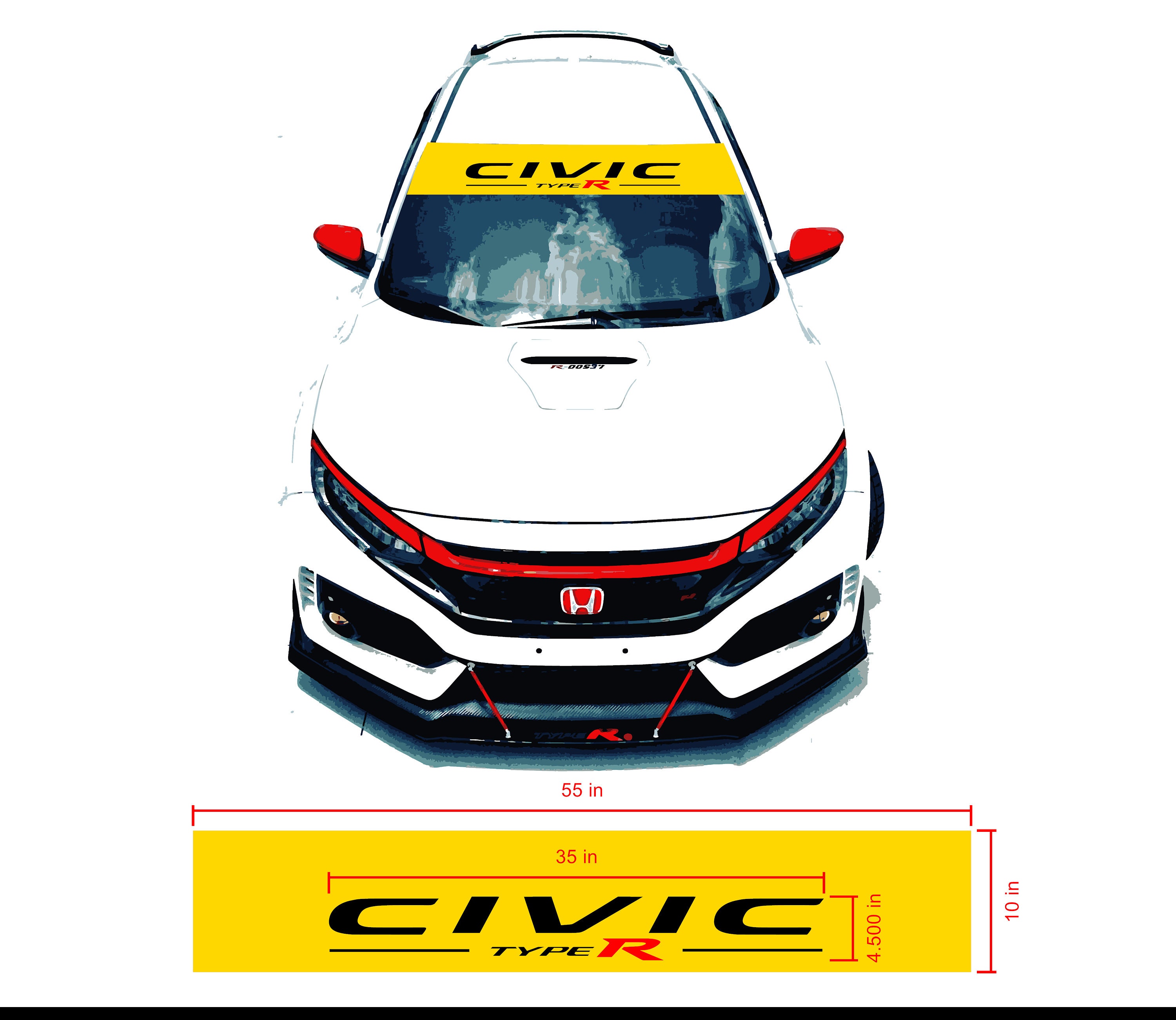 Personalized Honda Civic Type R Windshield Banner - Custom Car