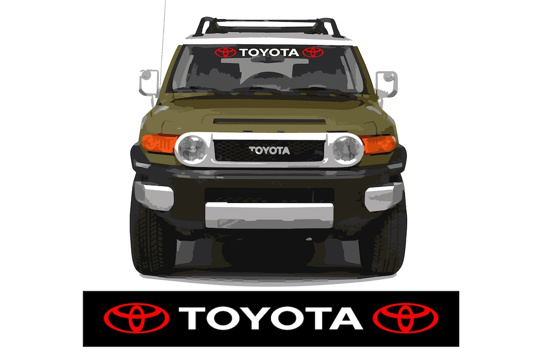 TOYOTA Windshield Banner 2 Logo for All TOYOTA Vehicles Sizes 30 / 35