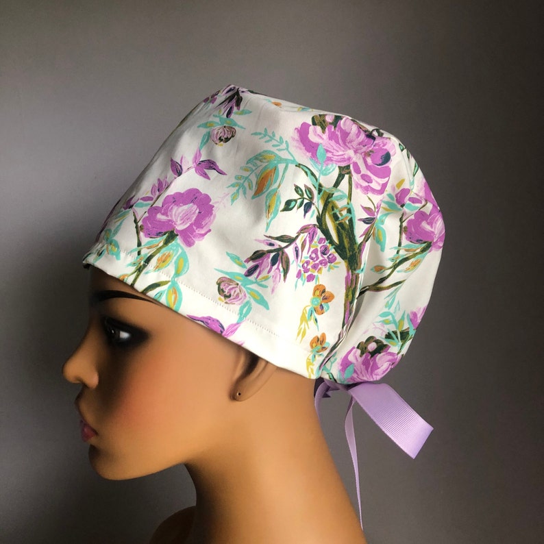 Scrub Caps Flowers| Women/'s Scrub Hats Enchanted Garden Medical Caps Surgical Caps Chemo Caps The Surgical Hat-Euro Style Lavender