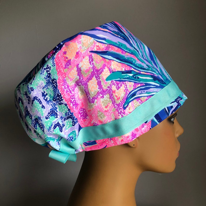 The Ribbon Hat Teal Womens Scrub Hats Surgical Caps Scrub Etsy