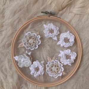 White Flowers Embroidery Hoop
