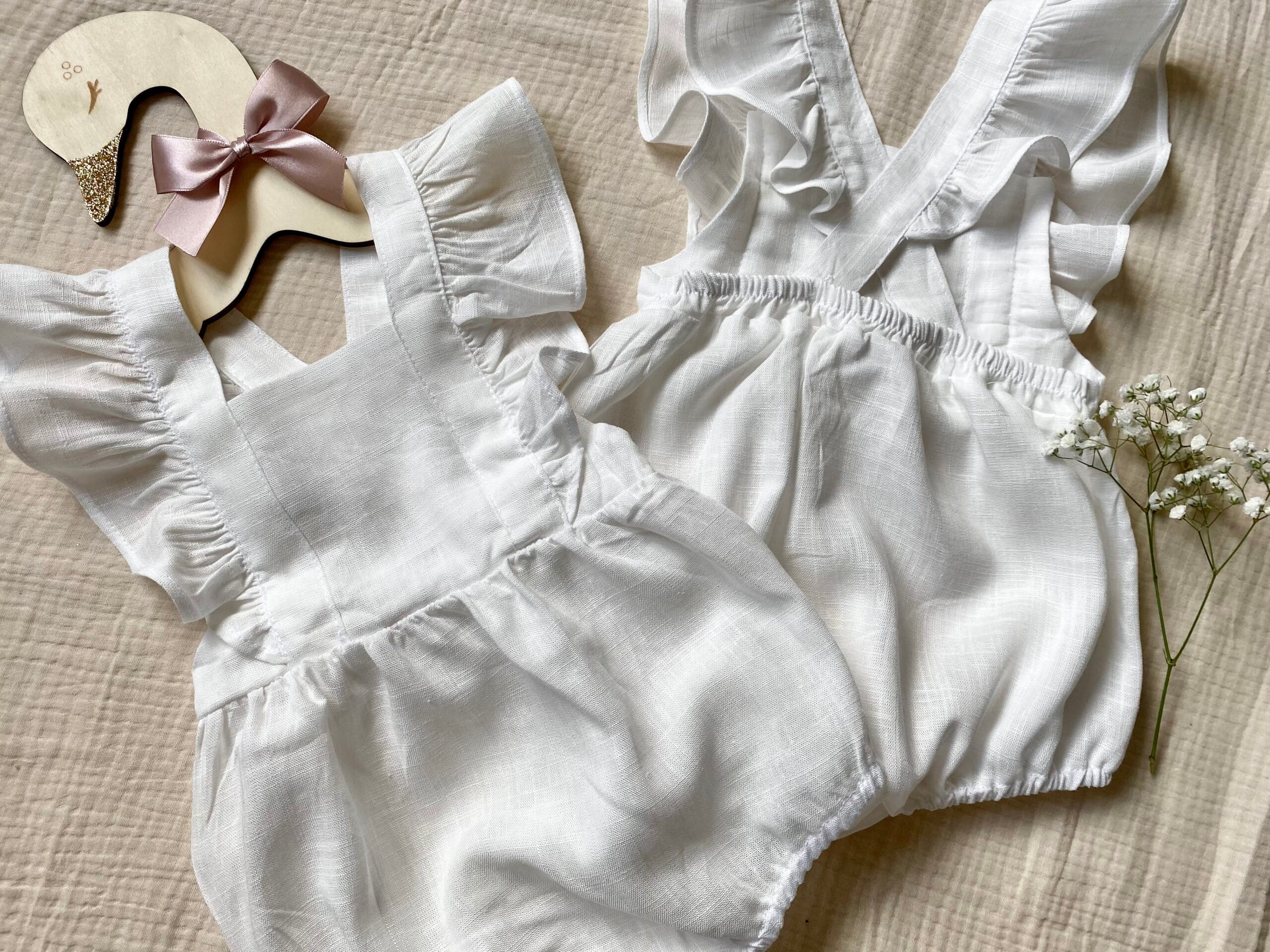 Baby Romper White Linen Romper Newborn Playsuit Baby Etsy