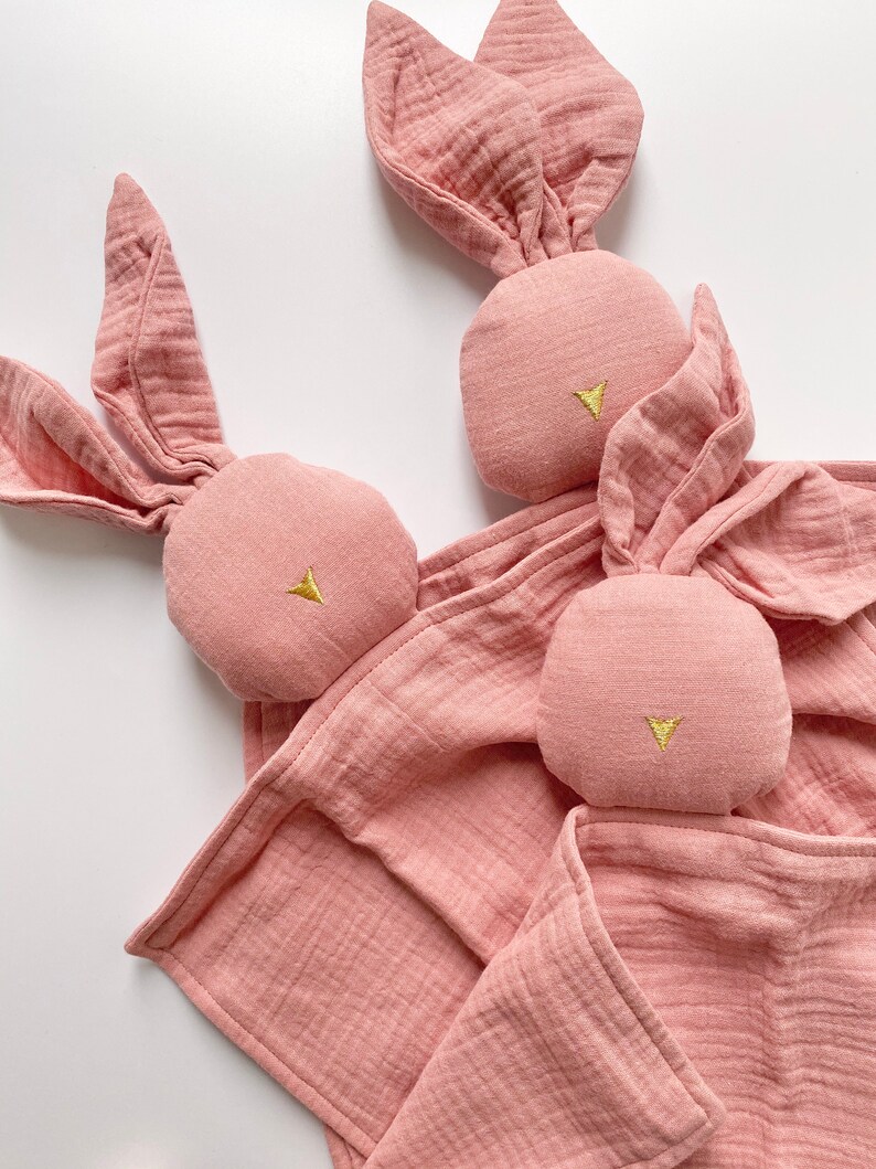 Dusty Pink Baby Bunny Muslin Comforter Baby Soft Cuddle Etsy