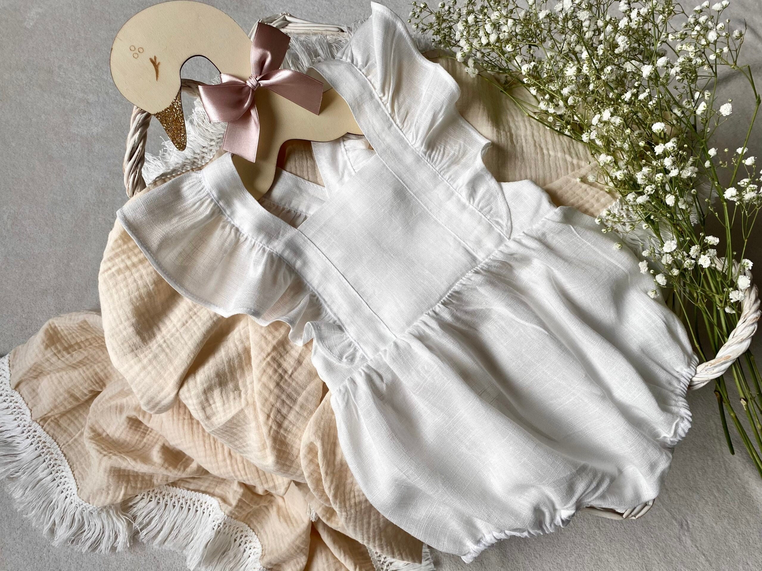Baby Romper White Linen Romper Newborn Playsuit Baby Etsy UK