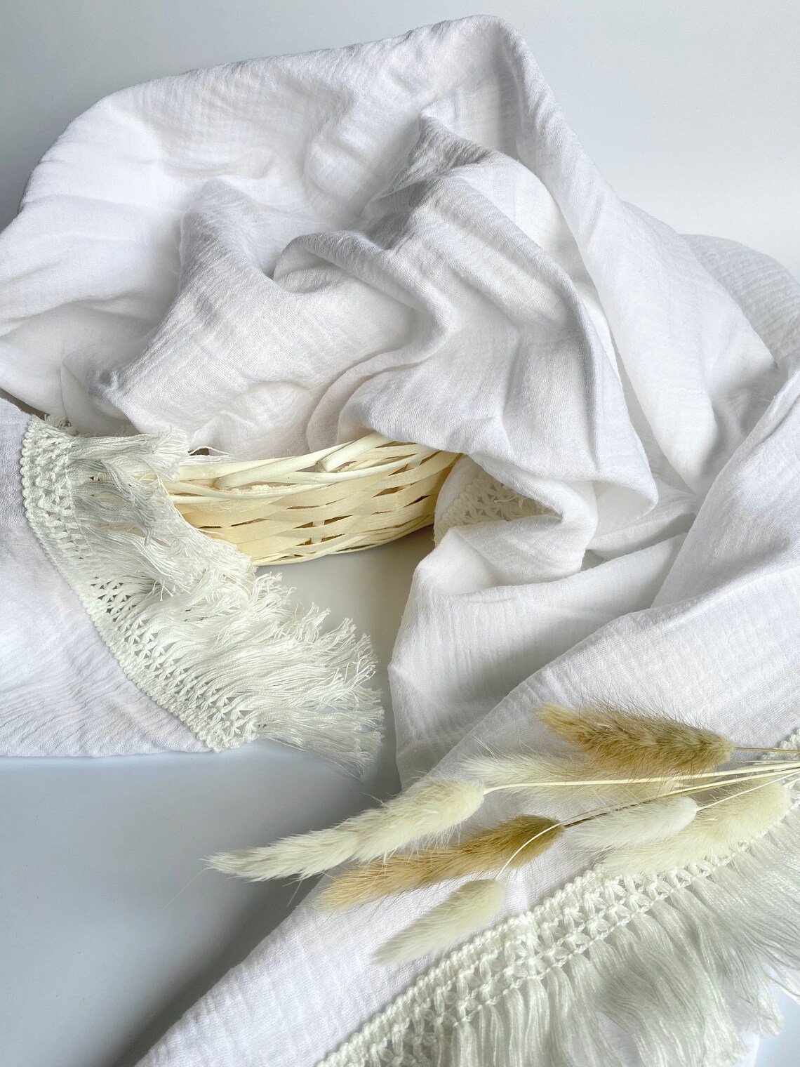 Baby Muslin Blanket With Fringe Ultra Soft Bamboo Cotton Etsy