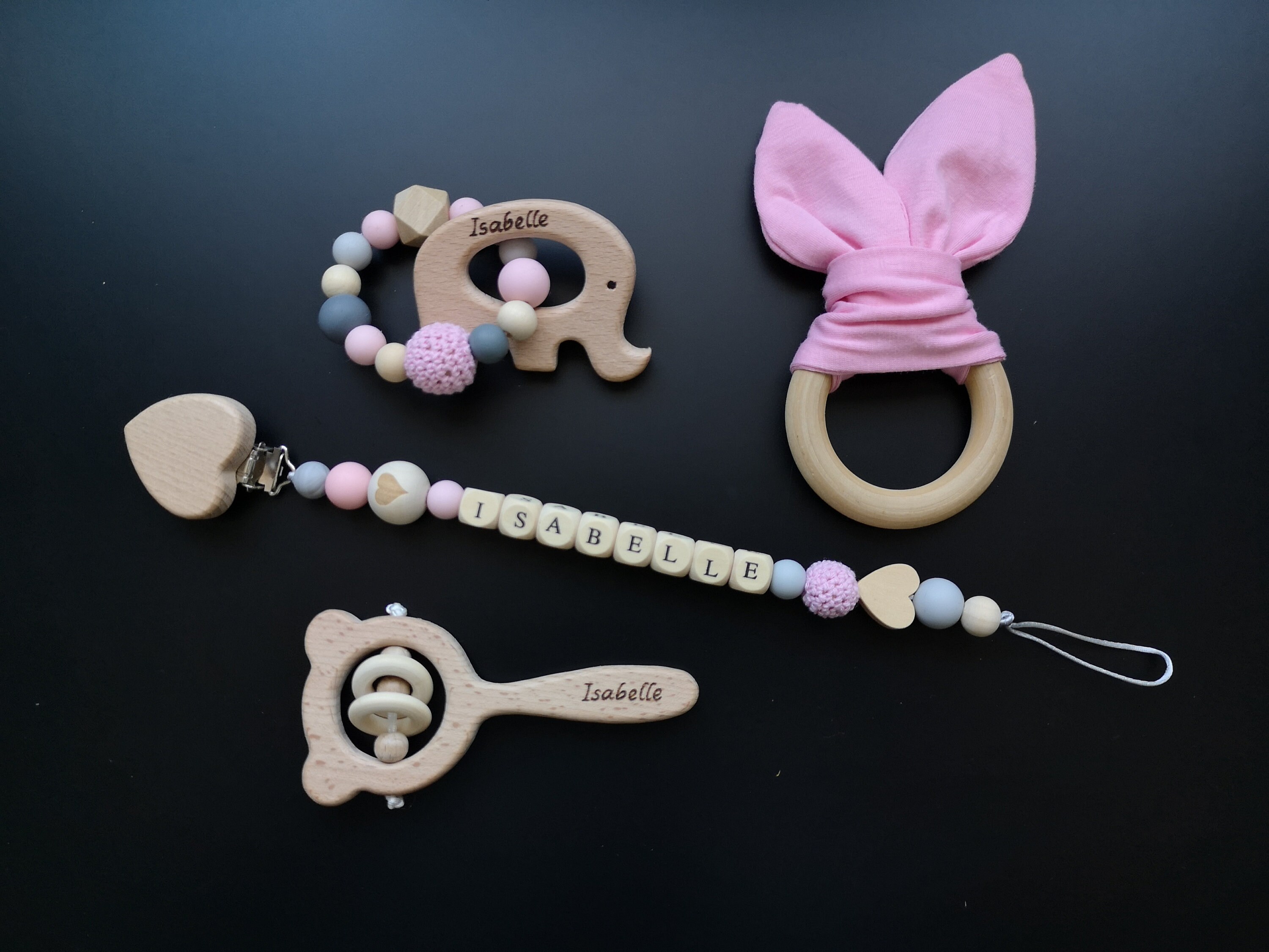 Wooden Customized Personalized Baby Girl Gift Set in Box Etsy