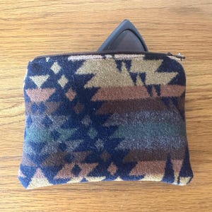 Zippered Bag Accessory Pendleton Wool Pouch Southwest Design Tribal Pattern Western Style Handcrafted Men Travel Organizer Coin Purse Mission Trails Earth Tone Brown Green Gold Black Cream Central Oregon Heritage Craftsmanship Gift