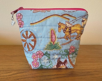 Handmade Western zipper Cosmetic Jewelry Bags, Vintage "Rhinestone Cowboy" Quilted Pouches,