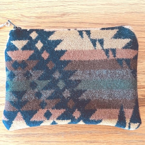 Pendleton® Wool Zippered Pouch, Handcrafted Zipper Pouch Tribal Design
