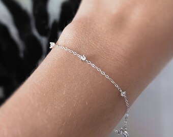 FIONA - 100% 925 Sterling Silver Cubic Zirconia Dainty Bracelet - Minimalist Bracelet - Delicate Bracelet - Everyday Bracelet