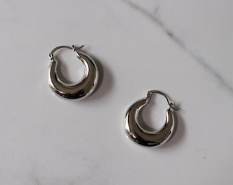 LIZA - 925 Sterling Silver Chunky Hoop Earrings - Gold Hoop Earrings - Silver Hoop Earrings - Allergy Free