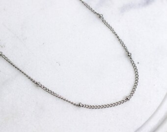 EMMA - Beaded Chain Necklace - 14k Gold and Silver Chain Choker - Stainless Steel Necklace - Allergy Free