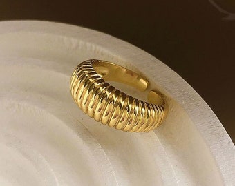 SHEREEN - 925 Sterling Silver Gold Coated Vintage Adjustable Ring - Gold Adjustable Ring - Bold Gold Ring