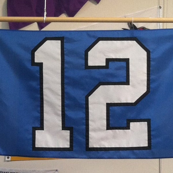 12th Man Flag. Hand Sewn Nylon. 2' x 3' Hand Stitched Numbers. Seattle Seahawks., Custom Sizes Available