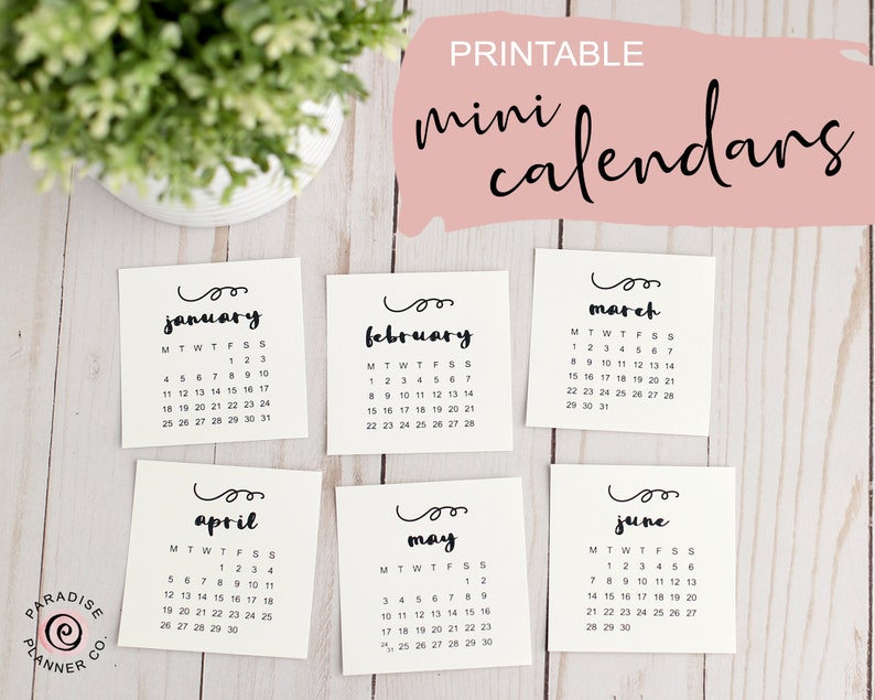 mini calendar pages
