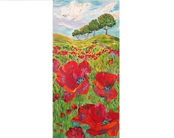Red Poppies Chevron Photo Art Home Wall Decor 11 x 14 Mat Poppy Flowers Picture