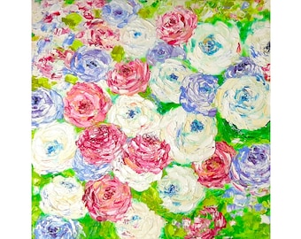 roses painting flowers original art impasto oil painting modern contemporary floral artwork garden 12x12 square canvas wall by IrinaOilArt