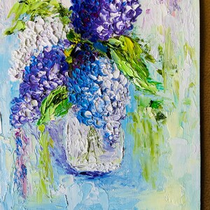 Lilac painting Original artwork impasto painting Lilac Bouquet Textured lilac art Floral artwork flowers in vase small painting 8x10 canvas image 6